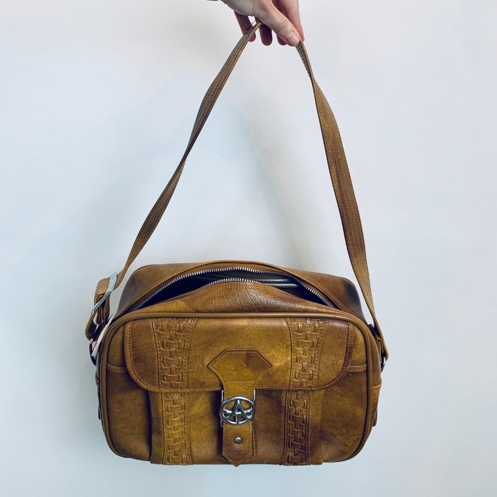 Vintage Brown Leather Travel Shoulder Bag